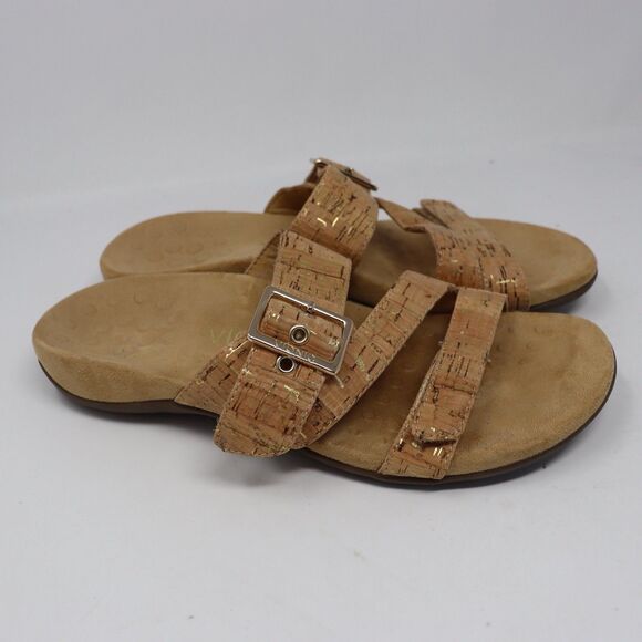 Vionic Womens Size 8 Skylar Slide Sandals Textured Brown Cork Comfort Slide - Picture 3 of 5